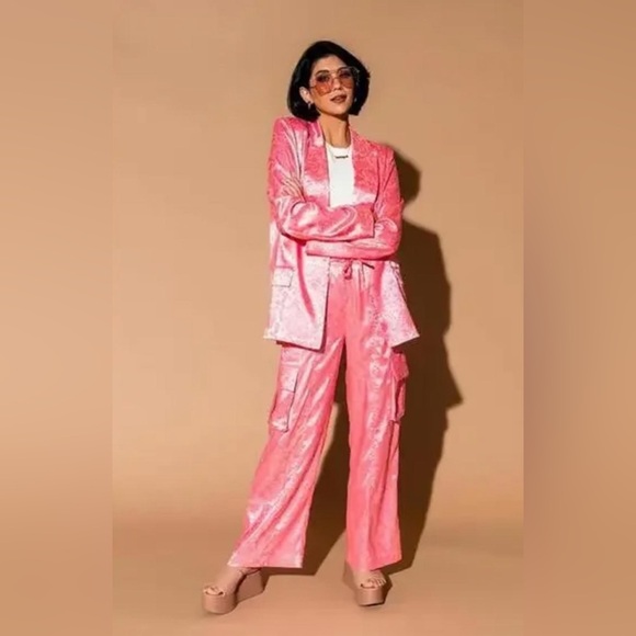 Dressed in LALA Pants - Dressed in Lala Lucky Girl Jacquard Floral Blazer + Cargo Pants Set size med NWT